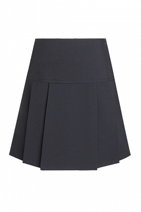 David Luke Eco Junior Girls' Drop Waist Pleated Skirt - Navy